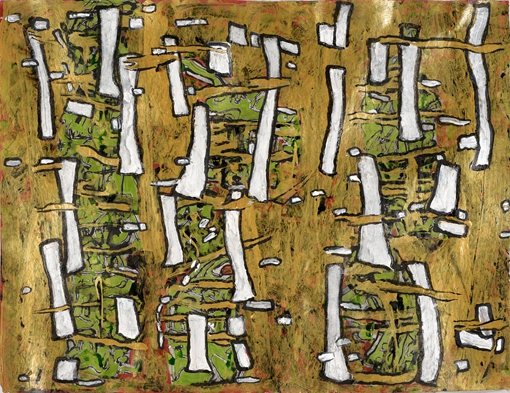 白桦记忆 纸上综合材料 40×51cm 2014.jpg
